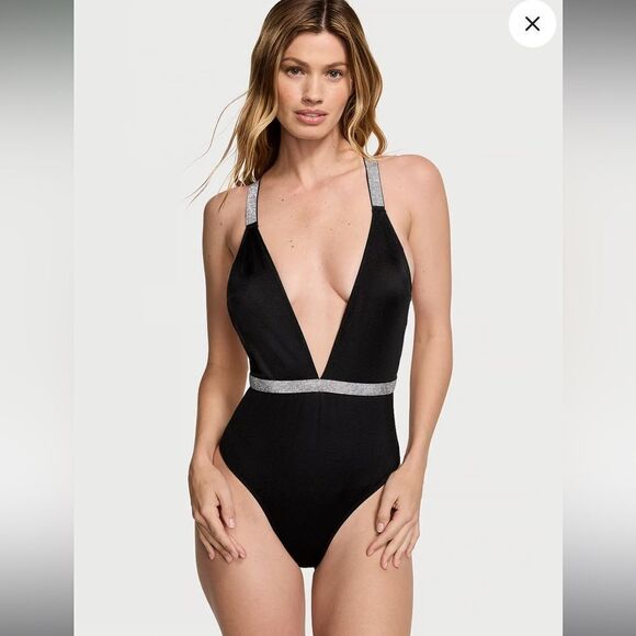 VICTORIA'S SECRET SWIM
Shine Plunge One-Piece Swimsuit NWT size M - Picture 1 of 10